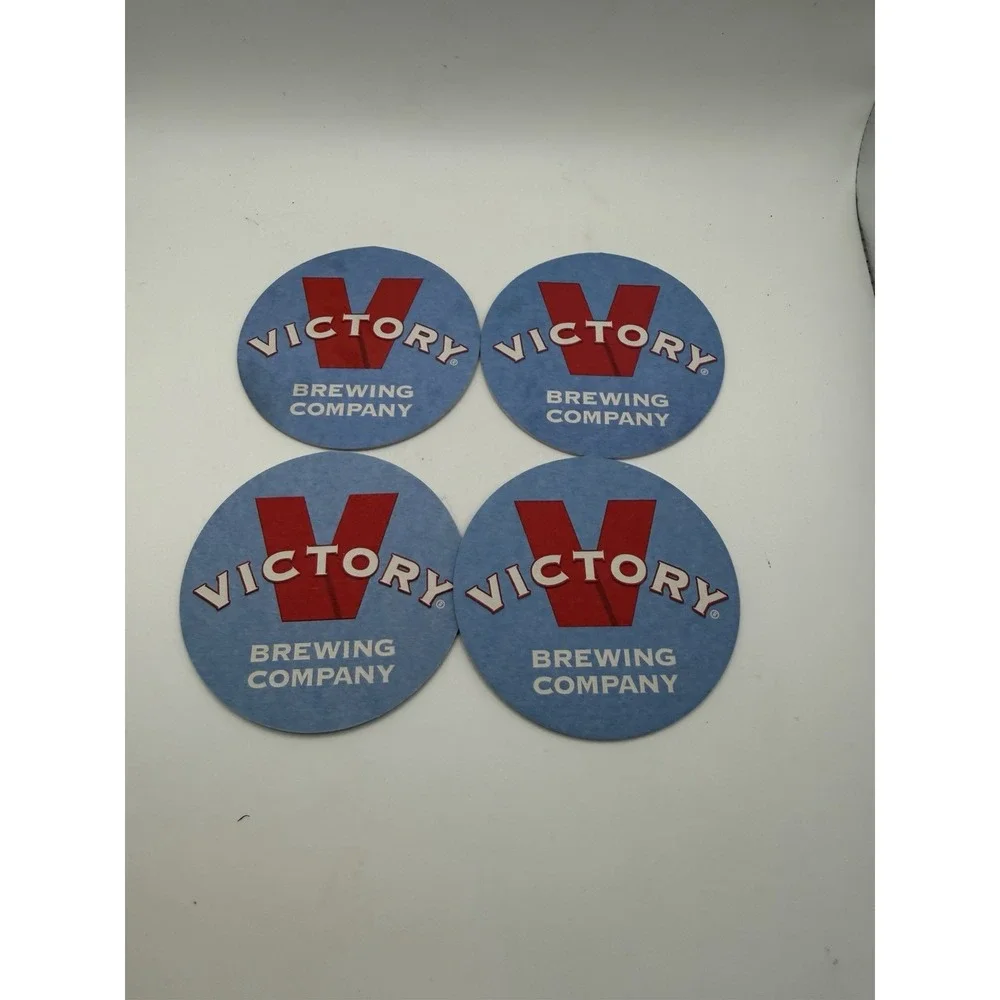 Victory Brewing Company Beer Coasters Set of 4 Blue Red Logo Bar Brewery